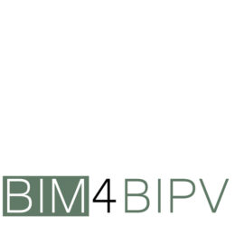 Logo of the Research project BIM4BIPV green square with capital white letters BIM a black 4 and BIPV written in the same greenish coulor as the square in the beginning